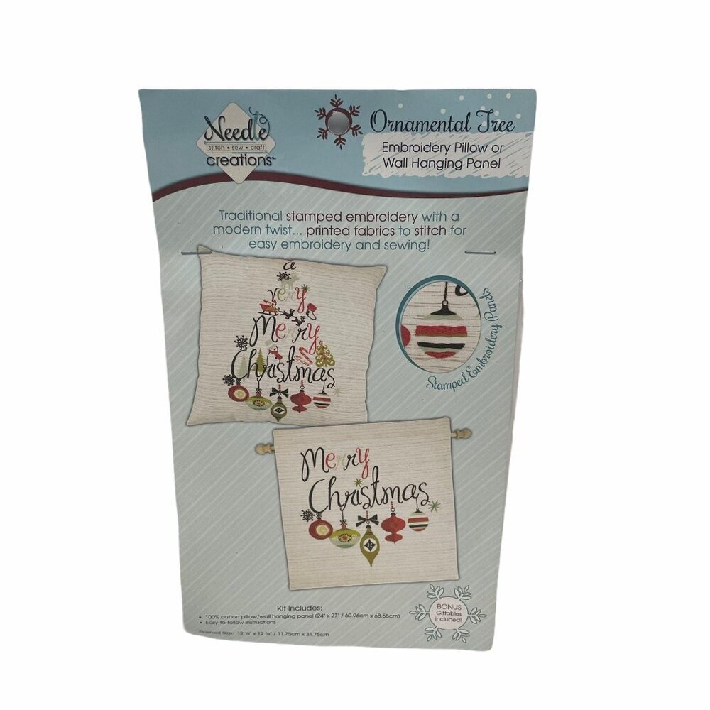 Christmas Ornament Tree‎ Embroidery Pillow Wall Hanging Kit Needle Creations